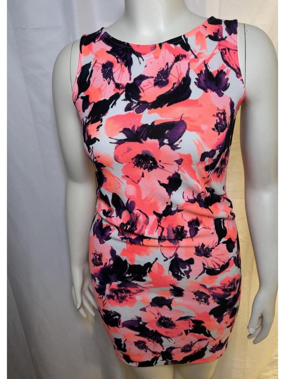 Pink Blush Womens Maternity Coral Purple Floral Ruched Sleeveless BodyCon Dress